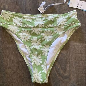 Cupshe-XS-green with white flower-Bikini bottom-high waisted